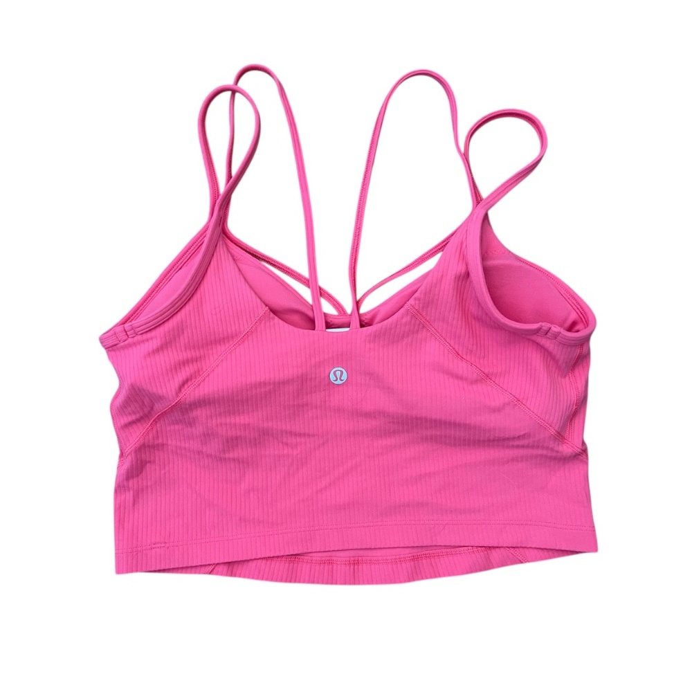 Lululemon Pink Nulu Ribbed Strappy Sports Bra Size 8 Cropped Tank - Picture 3 of 7